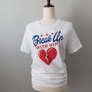 Bella Canvas Short Sleeve "Break Up" White T-shirt Size Medium